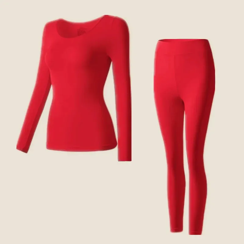 Women's 2-Piece Seamless Thermal Underwear Set - Highly Elastic Autumn Winter Long Johns