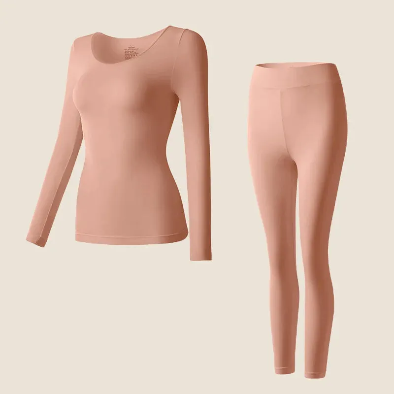 Women's 2-Piece Seamless Thermal Underwear Set - Highly Elastic Autumn Winter Long Johns