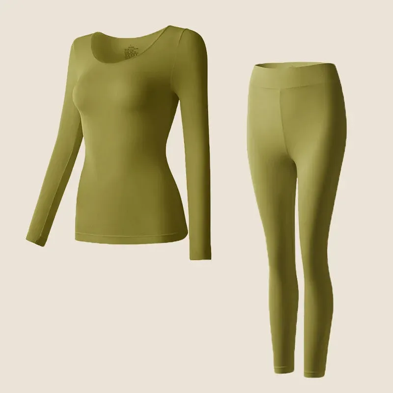 Women's 2-Piece Seamless Thermal Underwear Set - Highly Elastic Autumn Winter Long Johns