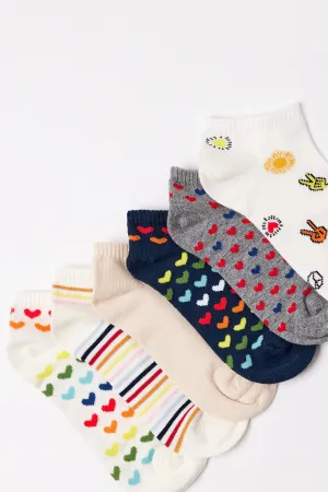 Women's Heart Patterned Ankle Socks 6-Pack