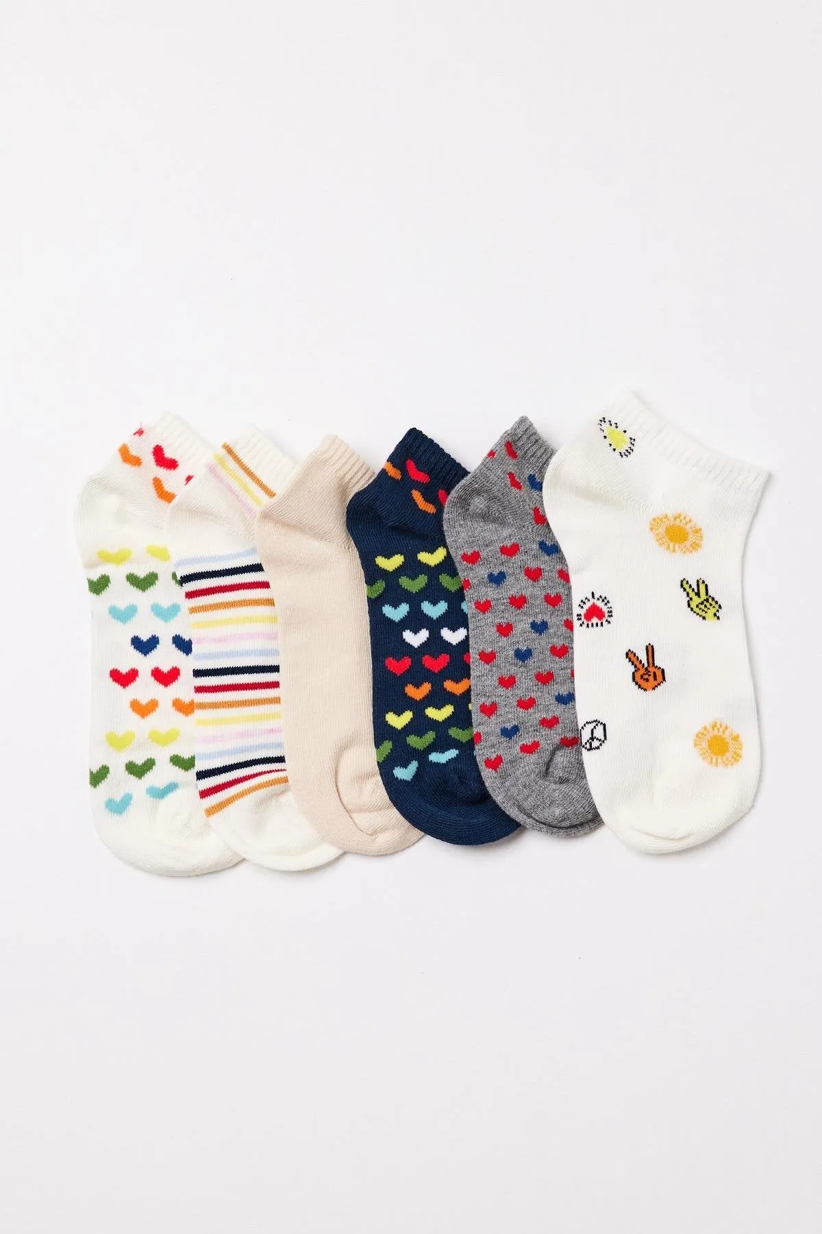 Women's Heart Patterned Ankle Socks 6-Pack