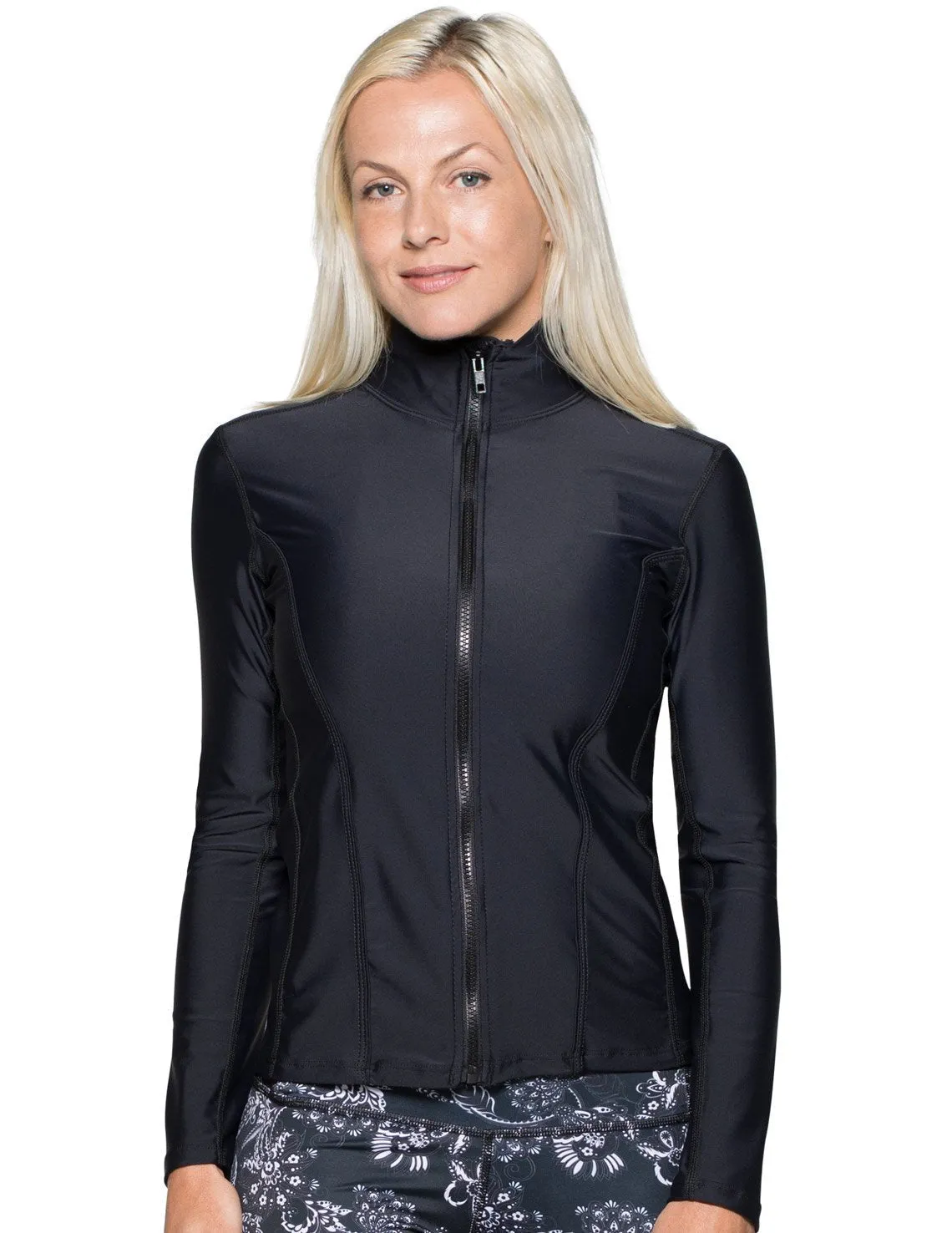 Women's Long Sleeve Zip Swim Jacket (Regular & Plus Size) - Teal