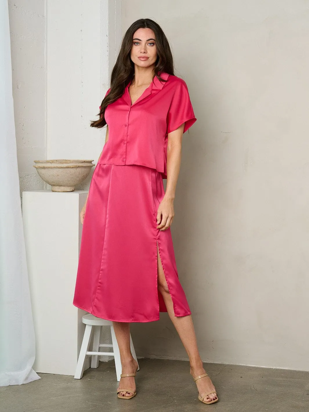 WOMEN'S SHORT SLEEVE BUTTON UP BLOUSE TOP