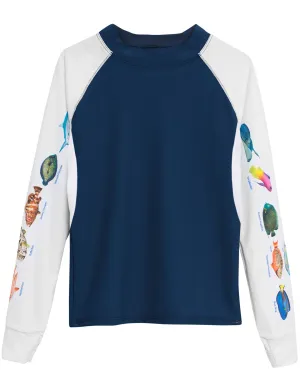 Women's Snorkel Caribbean Fish ID Rash Guard - Navy