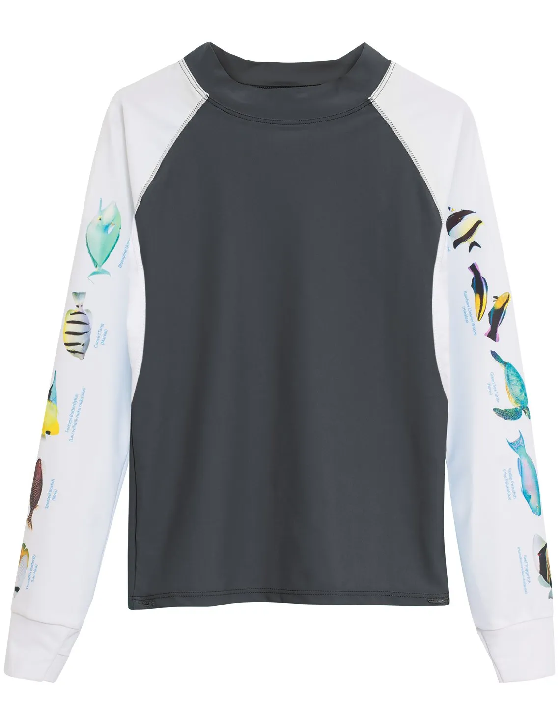 Women's Snorkel Hawaii Fish ID Rash Guard - Gray