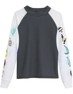 Women's Snorkel Hawaii Fish ID Rash Guard - Gray