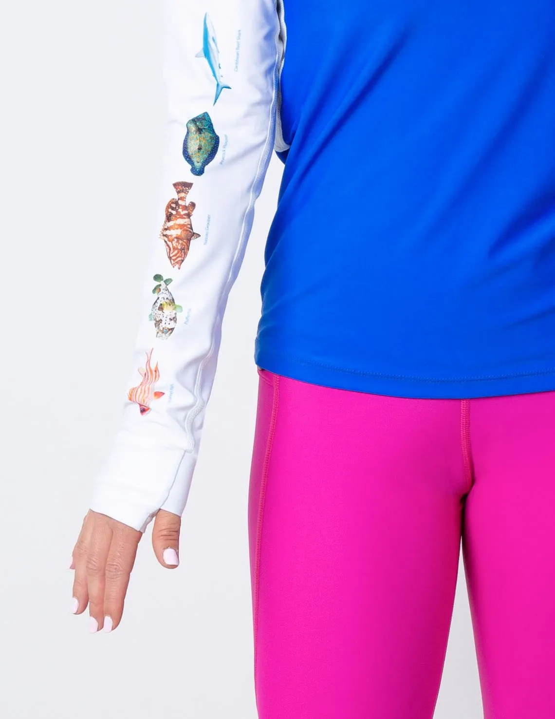 Women's Snorkel Hoodie Rash Guard - Caribbean Fish ID - Black