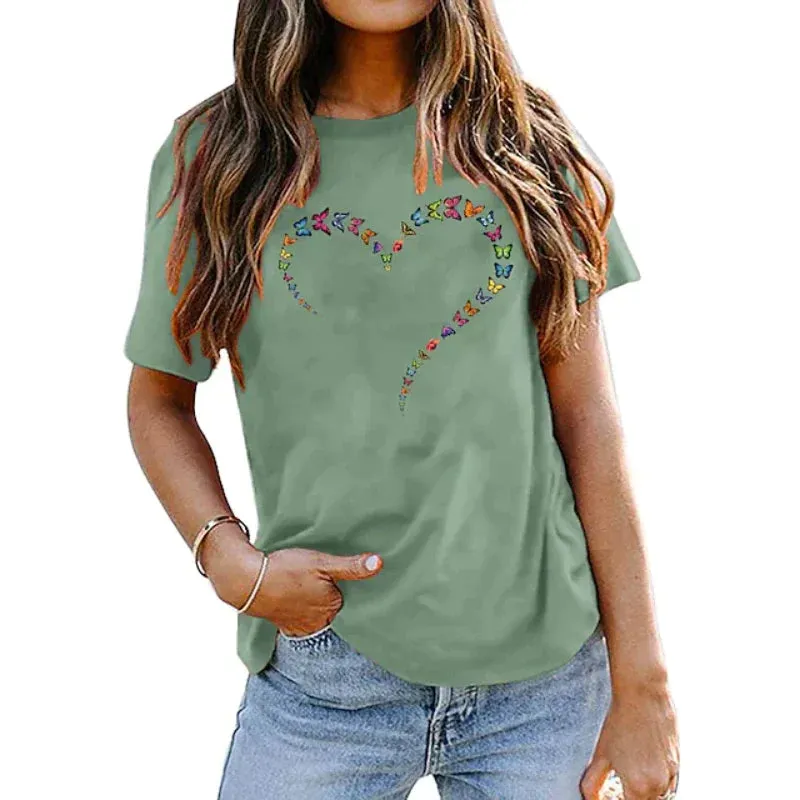 Women's T shirt Butterfly Heart