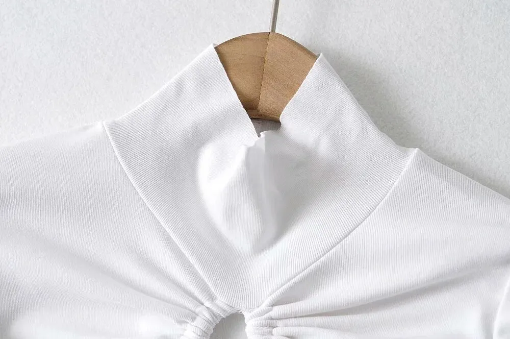 Women's  T-Shirt High Neck  Sexy Hollow Top