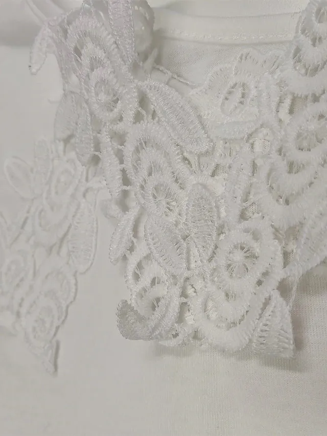 Women's T shirt Lace Cut Out