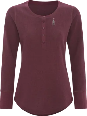 Women's Thermal Long Sleeve Henley Maroon