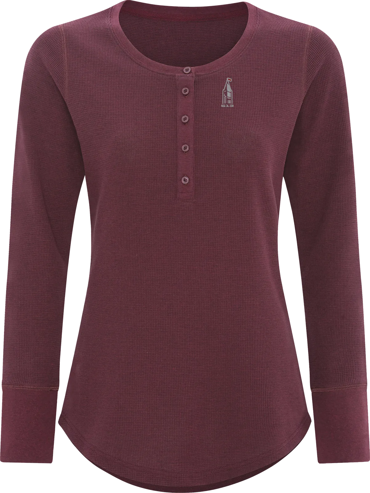Women's Thermal Long Sleeve Henley Maroon