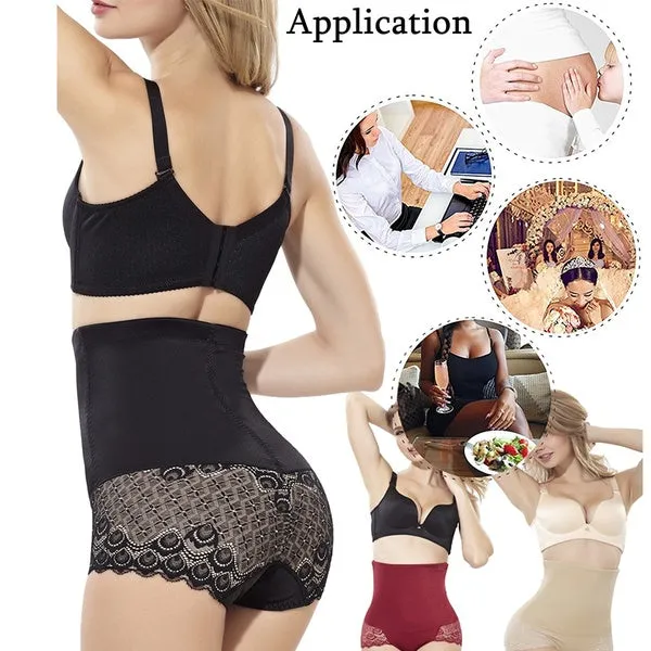 Women's Waist Trainers Training Cinchers Lace Mesh Butt Lift Panties High Waist Underwear
