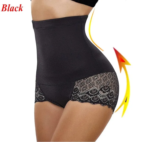 Women's Waist Trainers Training Cinchers Lace Mesh Butt Lift Panties High Waist Underwear