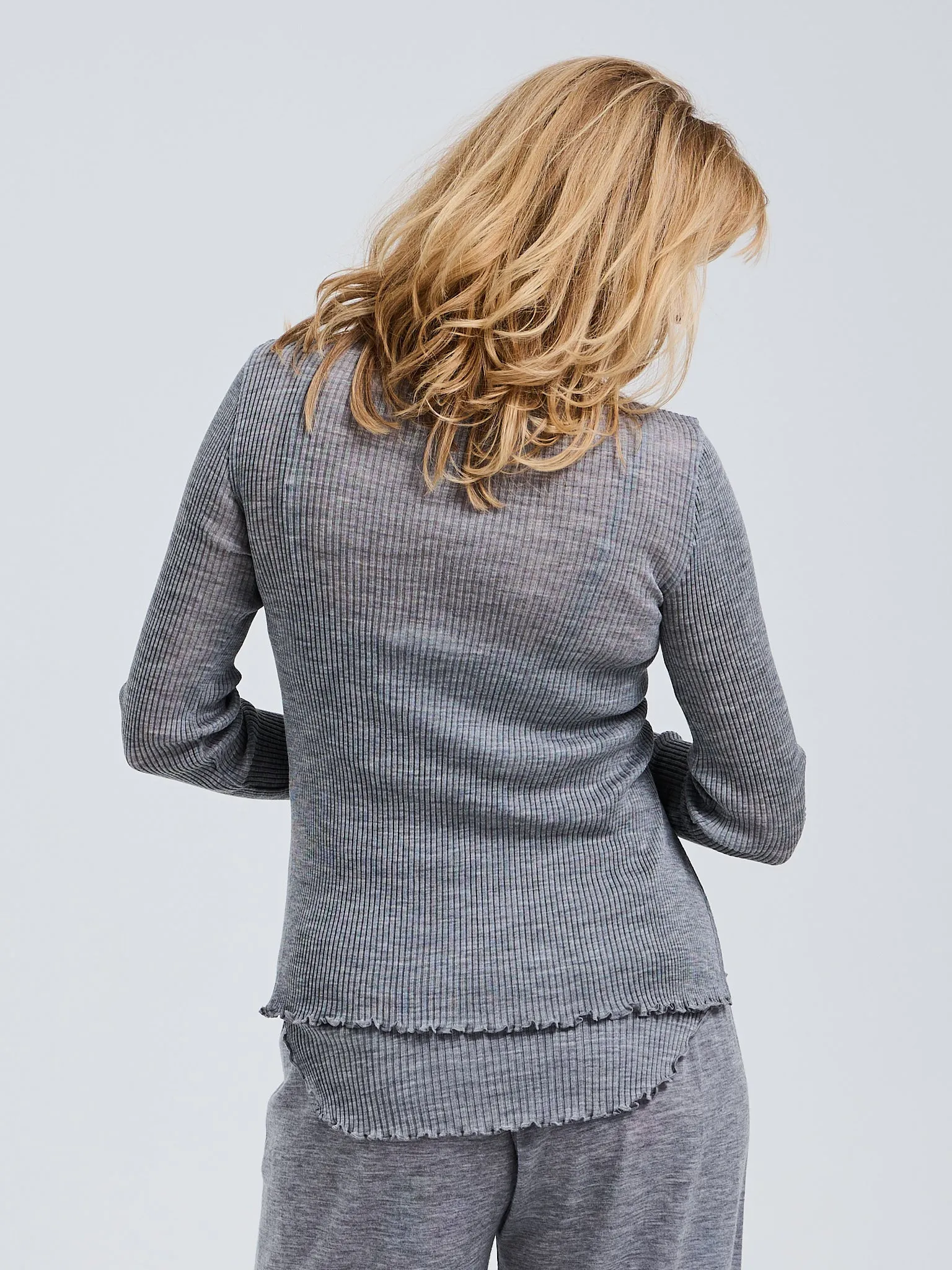 Woolen Cardigan | Merino wool - Grey Melange