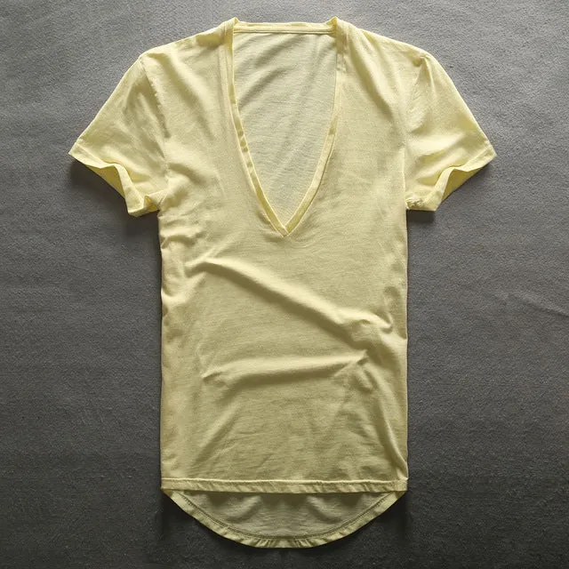 Zecmos Deep V Neck T-Shirt Men Plain V-Neck T Shirts For Men 2017 Fashion Compression Top Tees Male Fathers Day Gifts