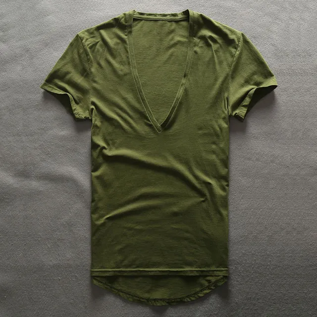 Zecmos Deep V Neck T-Shirt Men Plain V-Neck T Shirts For Men 2017 Fashion Compression Top Tees Male Fathers Day Gifts