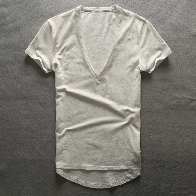 Zecmos Deep V Neck T-Shirt Men Plain V-Neck T Shirts For Men 2017 Fashion Compression Top Tees Male Fathers Day Gifts