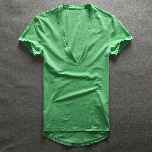 Zecmos Deep V Neck T-Shirt Men Plain V-Neck T Shirts For Men 2017 Fashion Compression Top Tees Male Fathers Day Gifts