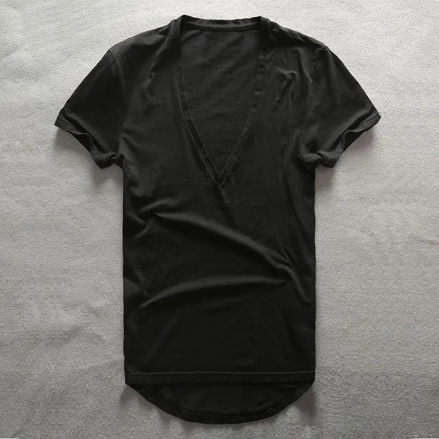 Zecmos Deep V Neck T-Shirt Men Plain V-Neck T Shirts For Men 2017 Fashion Compression Top Tees Male Fathers Day Gifts