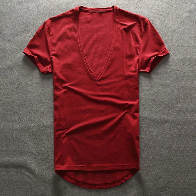 Zecmos Deep V Neck T-Shirt Men Plain V-Neck T Shirts For Men 2017 Fashion Compression Top Tees Male Fathers Day Gifts