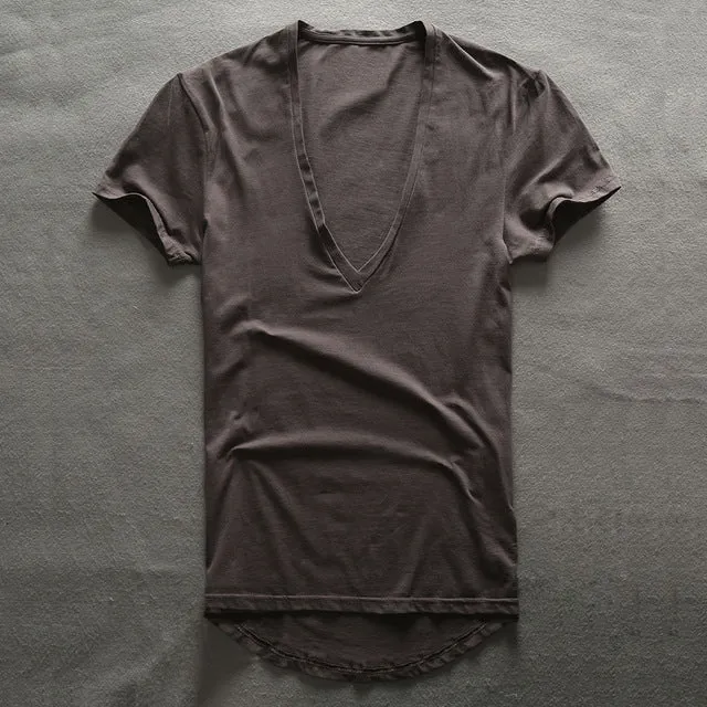 Zecmos Deep V Neck T-Shirt Men Plain V-Neck T Shirts For Men 2017 Fashion Compression Top Tees Male Fathers Day Gifts