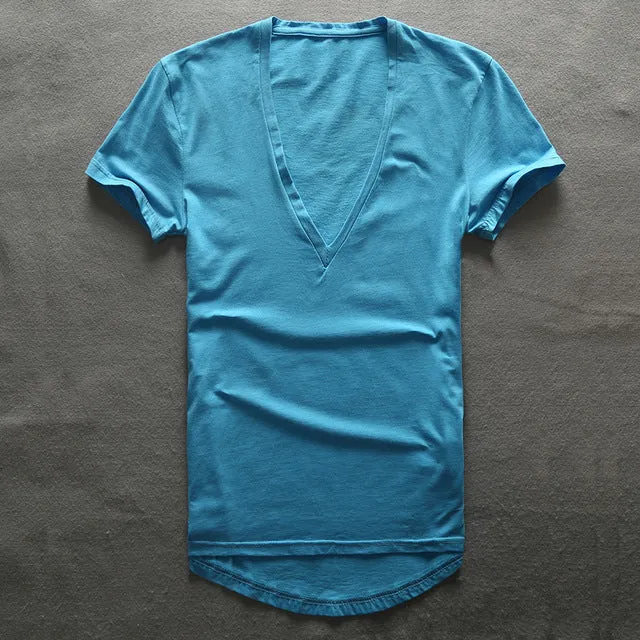 Zecmos Deep V Neck T-Shirt Men Plain V-Neck T Shirts For Men 2017 Fashion Compression Top Tees Male Fathers Day Gifts