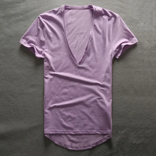 Zecmos Deep V Neck T-Shirt Men Plain V-Neck T Shirts For Men 2017 Fashion Compression Top Tees Male Fathers Day Gifts