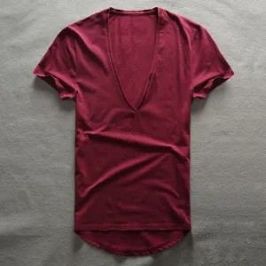 Zecmos Deep V Neck T-Shirt Men Plain V-Neck T Shirts For Men 2017 Fashion Compression Top Tees Male Fathers Day Gifts