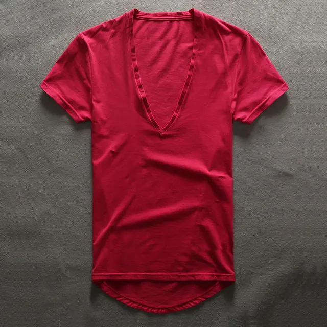 Zecmos Deep V Neck T-Shirt Men Plain V-Neck T Shirts For Men 2017 Fashion Compression Top Tees Male Fathers Day Gifts