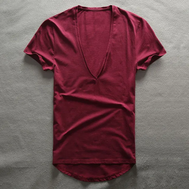Zecmos Deep V Neck T-Shirt Men Plain V-Neck T Shirts For Men 2017 Fashion Compression Top Tees Male Fathers Day Gifts