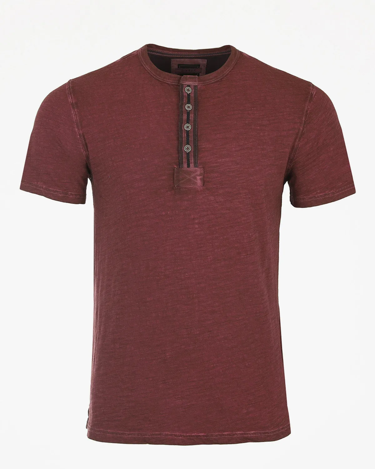 ZIMEGO Mens Short Sleeve Crew Neck Oil Wash Vintage Button Henley T-Shirt