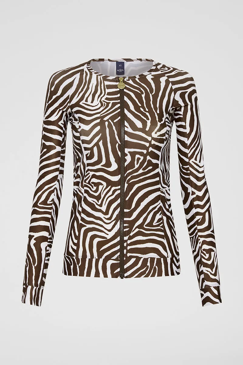 Zip Long Sleeve Rashguard - Zebra